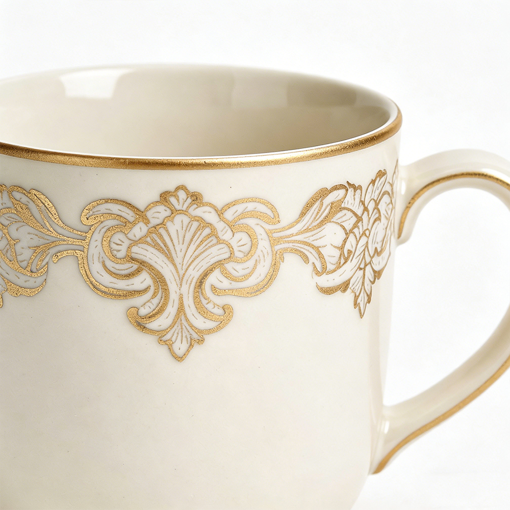 Luxury Gold Embossed Ceramic Mug | Elevate Every Sip