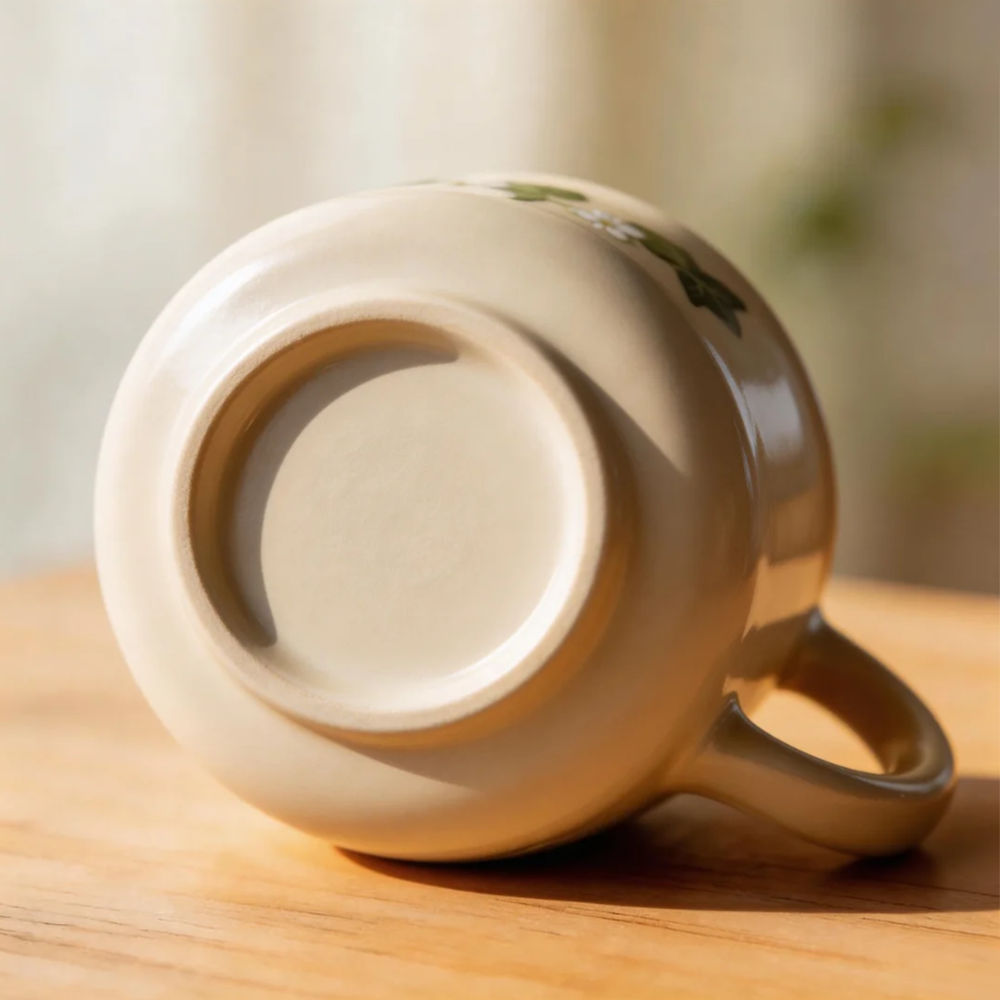 Green Ivy Ceramic Coffee Mug Farmhouse Style Cup Elegant Gift Mug for Everyday Use