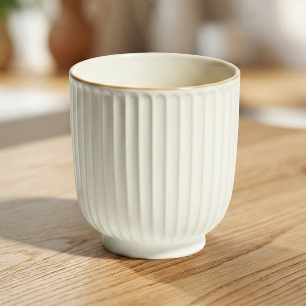 Minimalist Ceramic Coffee Mug | Modern Ribbed Mug | Elegant Gift & Everyday Cup