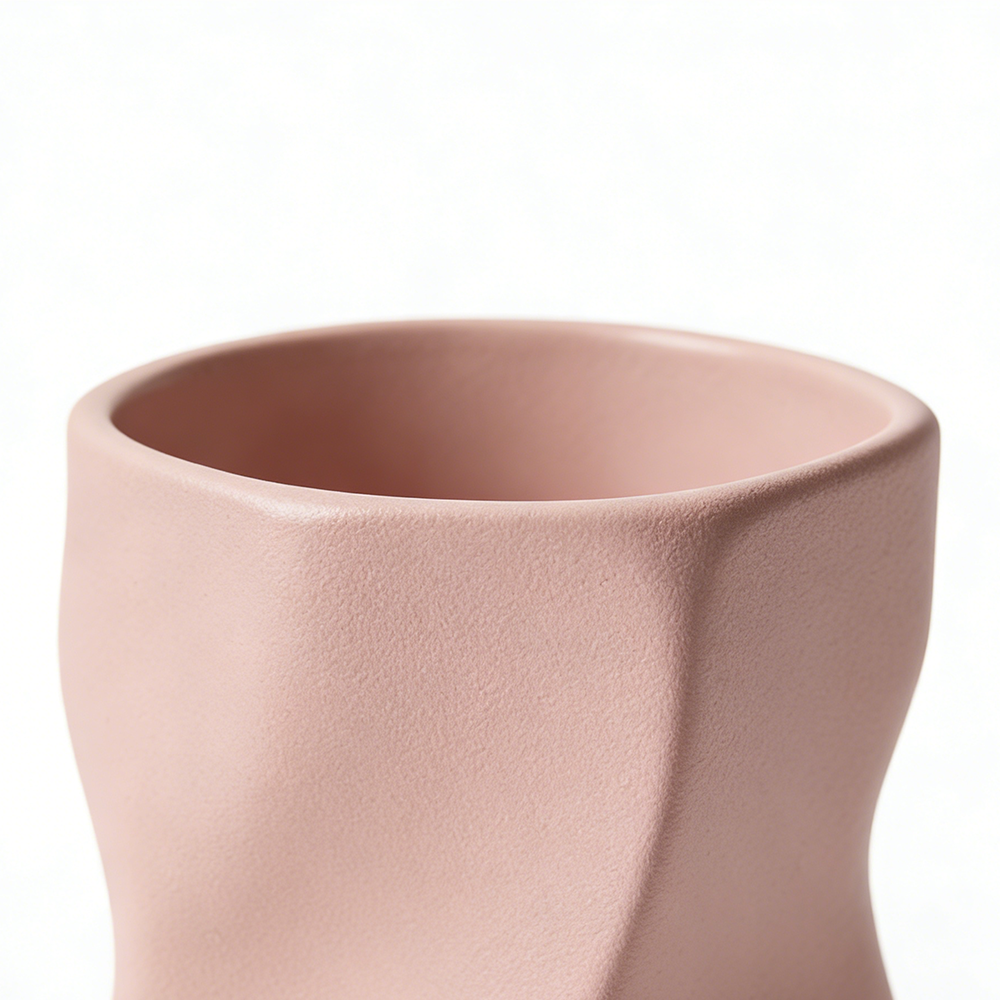 Nordic Minimalist Ceramic Coffee Mug Blush Sculpted Cup Modern Aesthetic Gift for Her & Him