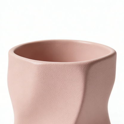Nordic Minimalist Ceramic Coffee Mug Blush Sculpted Cup Modern Aesthetic Gift for Her & Him