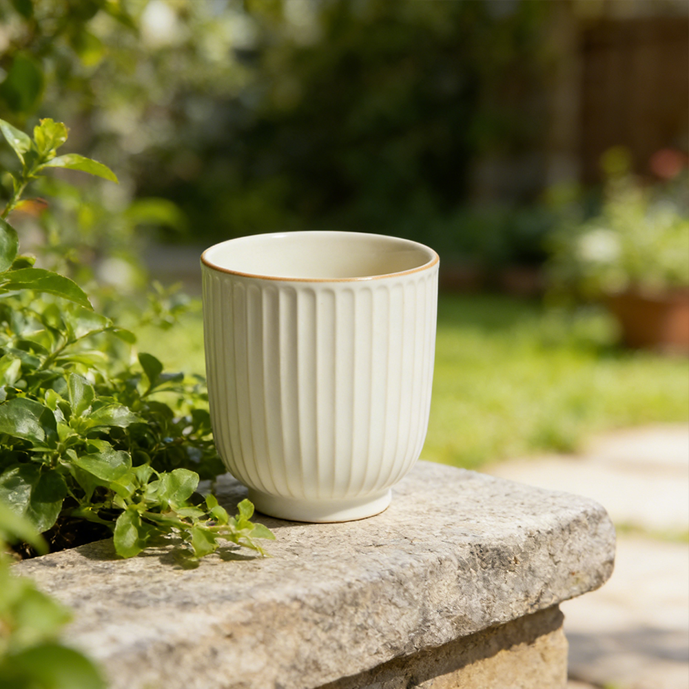 Minimalist Ceramic Coffee Mug | Modern Ribbed Mug | Elegant Gift & Everyday Cup