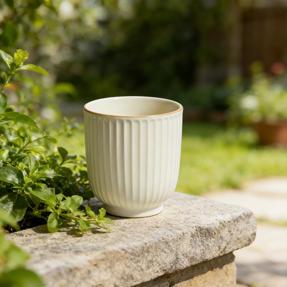 Minimalist Ceramic Coffee Mug | Modern Ribbed Mug | Elegant Gift & Everyday Cup
