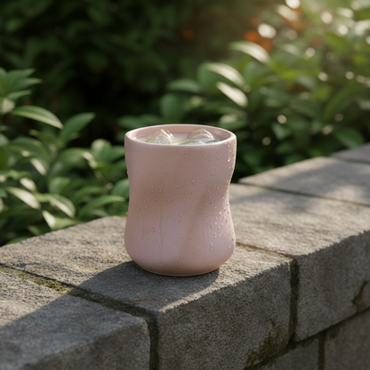 Nordic Minimalist Ceramic Coffee Mug Blush Sculpted Cup Modern Aesthetic Gift for Her & Him