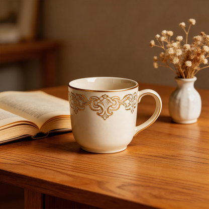 Luxury Gold Embossed Ceramic Mug | Elevate Every Sip