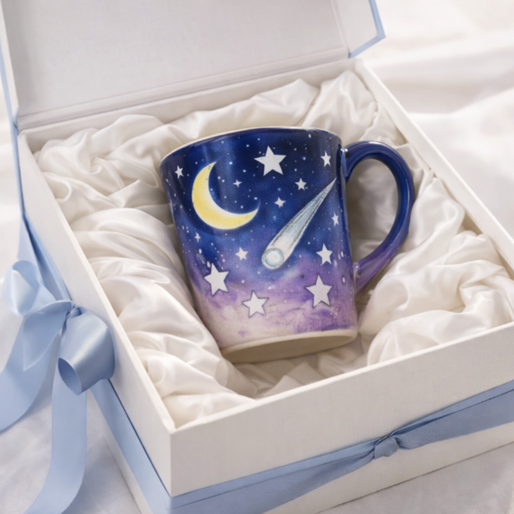 Galaxy Moon Coffee Mug 🌙 Starry Night Ceramic Mug ☕ Dreamy Gift Cup 🎁 Perfect for Coffee & Tea Lovers
