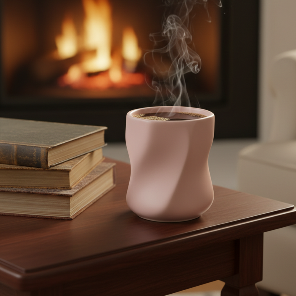 Nordic Minimalist Ceramic Coffee Mug Blush Sculpted Cup Modern Aesthetic Gift for Her & Him
