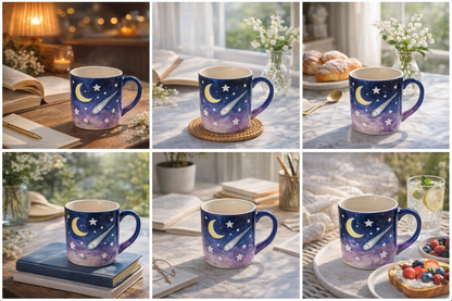 Galaxy Moon Coffee Mug 🌙 Starry Night Ceramic Mug ☕ Dreamy Gift Cup 🎁 Perfect for Coffee & Tea Lovers