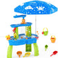 Water Table for Toddlers 3-5, 3-Tier Kids Splash Sand Table Water Toys with Umbrella, Rain Showers Splash Pond for Outdoor Beach Backyard Summer, Activity Sensory Playset for Boys Girls, Blue