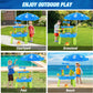 Water Table for Toddlers 3-5, 3-Tier Kids Splash Sand Table Water Toys with Umbrella, Rain Showers Splash Pond for Outdoor Beach Backyard Summer, Activity Sensory Playset for Boys Girls, Blue